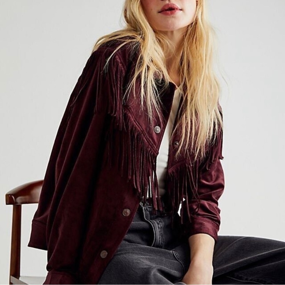 Free People Cosmic Karma Suede Fringe Jacket XL NWT